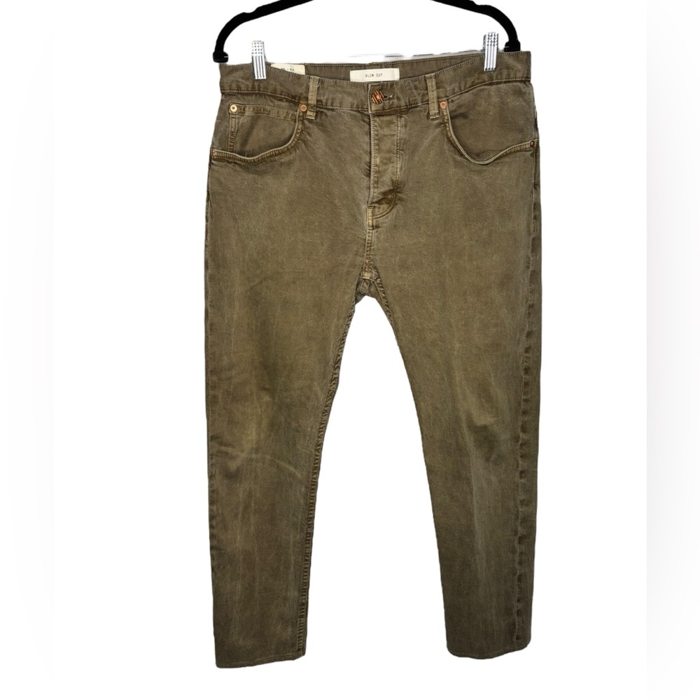 Billy Reid Mens MSL - ALA RN-113 814 Green Washed Jeans Button Fly Slim Fit 33